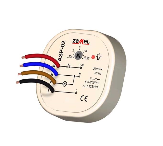 Automat schodowy EXTA 230V AC 1NO 5A 4000 VA 10,5mA IP20 ZAMEL