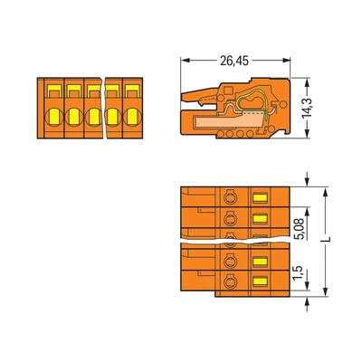 1-adrige CAGE CLAMP®-Steckdose, orange 231-312/026-000