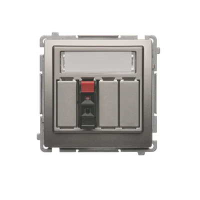 1-fach Lautsprechersteckdose mit Beschreibungsfeld (Modul) metallic satiniert