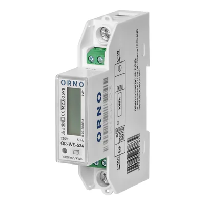 1-phase electricity meter, bidirectional, 100A, MID, 1 module, DIN TH-35mm