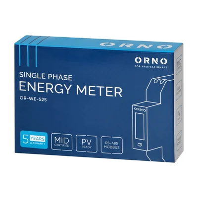 1-phase electricity meter, bidirectional, 100A, RS-485 port, MID, 1 module, DIN TH-35mm