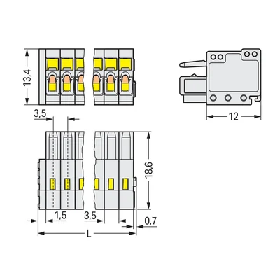 1-polige CAGE CLAMP®-Buchse, vollständiger Verpolungsschutz, hellgrau 734-108