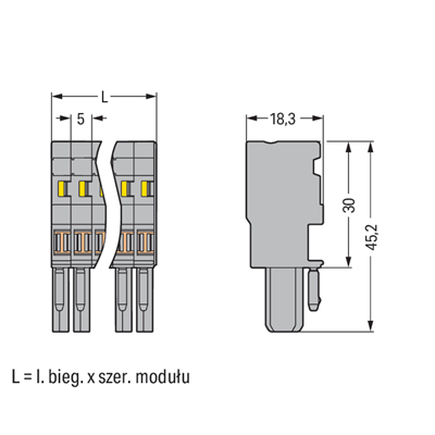 1-vodič CAGE CLAMP zásuvka 4mm2 šedo-modro-žluto-zelená