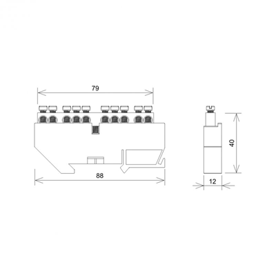 10-module protective terminal strip /10x16mm2/ blue