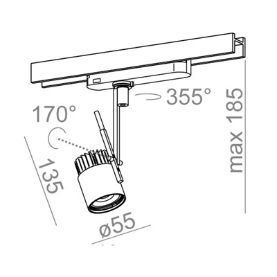 1000 PRO LED-Strahler für Stromschiene 11,5W 3000K 230V IP20 schwarz