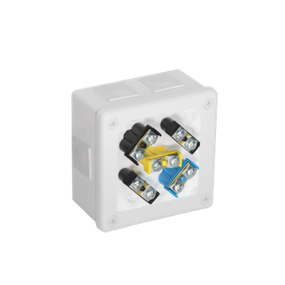 „110” 6-inlet surface-mounted box with rubber glands 118x118x68mm IP55 cover for 4 screws with terminals white