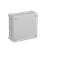 „110” 8-inlet surface-mounted box with knockouts 118x118x46mm IP55 cover for 4 screws white