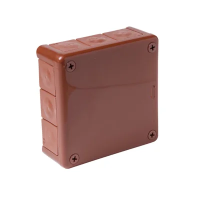 « 110 » Boîte en saillie avec presse-étoupes en caoutchouc 12 entrées 118x118x46mm Couvercle IP55 avec 4 vis marron