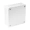 "110" Caja de superficie con prensaestopas de goma, 12 entradas, 118x118x46mm, IP55, tapa para 4 tornillos, blanca