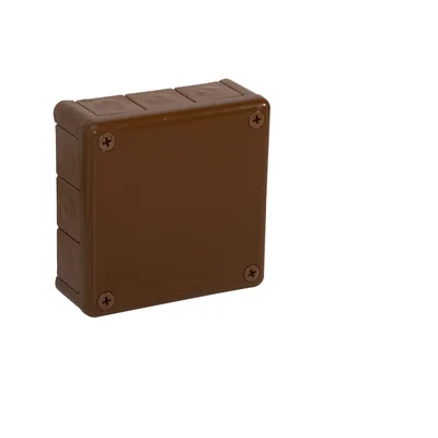 "110" Caja de superficie con prensaestopas de goma, 12 entradas, 118x118x46mm, IP55, tapa para 4 tornillos, marrón