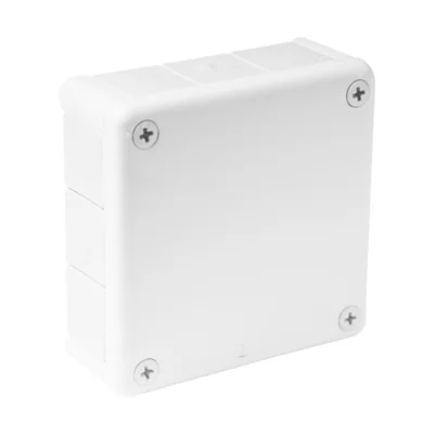 „110” Puszka natynkowa z dławnicami gumowymi 12-wlotowa 118x118x46mm IP55 dekiel na 4 wkręty biała