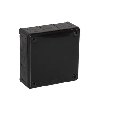 „110” Puszka natynkowa z dławnicami gumowymi 12-wlotowa 118x118x46mm IP55 dekiel na 4 wkręty czarna