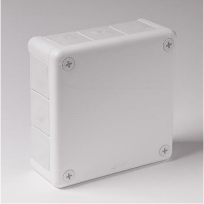 „110” Surface-mounted box with rubber glands 12-inlet 118x118x46mm IP55 cover with 4 screws white