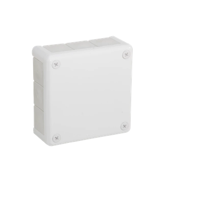 „110” Surface-mounted box with rubber glands 12-inlet 118x118x46mm IP55 cover with 4 screws white