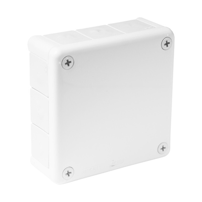 „110” Surface-mounted box with rubber glands 12-inlet 118x118x46mm IP55 cover with 4 screws white