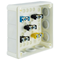 „110” Surface-mounted box with rubber glands 12-inlets 118x118x46mm IP55 cover for 4 screws with terminals white