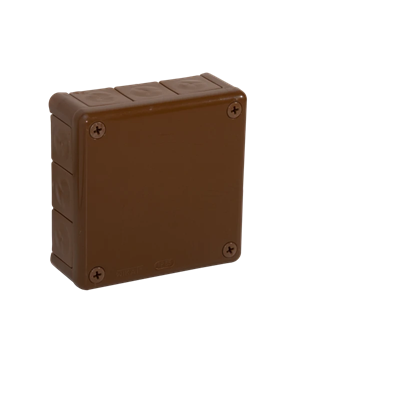 „110” Surface-mounted box with rubber glands 12-inlets 118x118x46mm IP55 cover with 4 screws brown