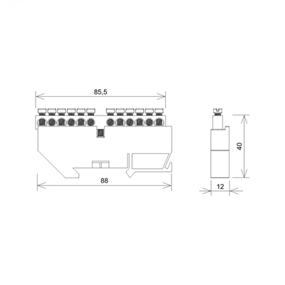 12-Modul-Schutzklemmenblock 6x10 mm2 + 6x16 mm2 blau