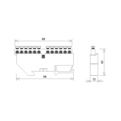 12-module protective terminal block 12x16 mm2 yellow