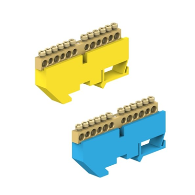 12-module protective terminal block 6x10 mm2 + 6x16 mm2 yellow