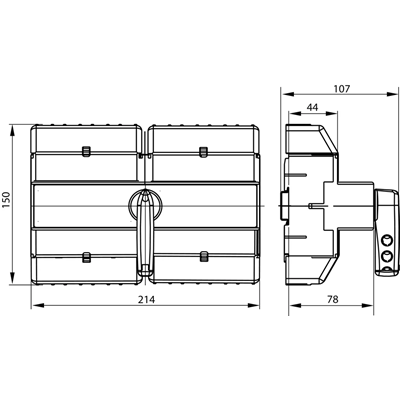 125A six-pole switch disconnector with handle