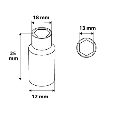 1/4 šestihranný nástrčný klíč, 13 mm, Superlock