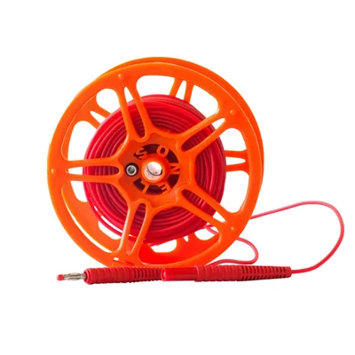 15 m rotes Kabel für Erdungsmessungen auf einer Kabeltrommel (Bananenstecker)