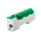 15-track self-locking terminal block (14+1 screw) for mounting on a DIN35 80A rail - green