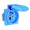 16A 230V IP44 panel socket with protective pin - blue, Quick-Connect terminals