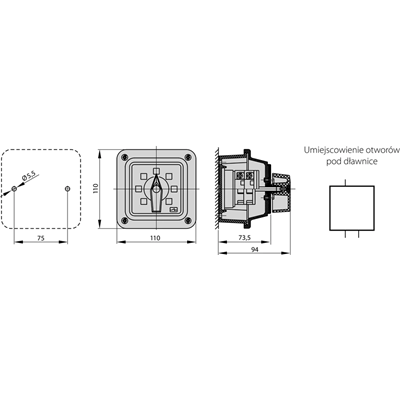 16A cam switch, 0-1 three-pole switch-disconnector in enclosure