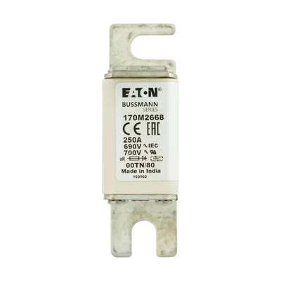 170M2668 Fast-acting insert, 250 A, AC 690 V, DIN 00, aR, DIN, IEC, non-insulated handles