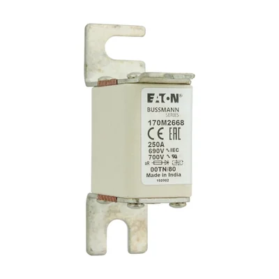 170M2668 Fast-acting insert, 250 A, AC 690 V, DIN 00, aR, DIN, IEC, non-insulated handles