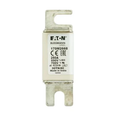 170M2668 Insert à action rapide, 250 A, 690 V CA, DIN 00, aR, DIN, IEC, poignées non isolées