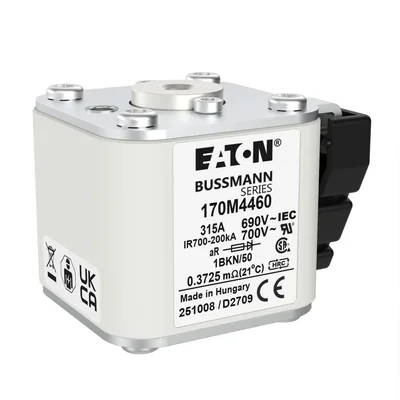 170M4460 Insert à action rapide, 315 A, 690 V CA, taille 1, 53 x 69 x 51 mm, aR, IEC, UL, classe K, extrémité affleurante, M8
