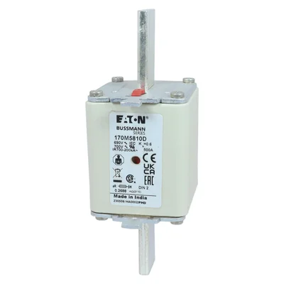170M5810D Fast-blow fuse insert, 500 A, AC 690 V, DIN 2, aR, DIN, IEC, dual indicator, non-insulated handles