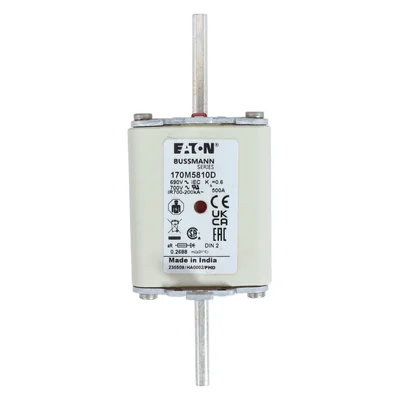 170M5810D Fast-blow fuse insert, 500 A, AC 690 V, DIN 2, aR, DIN, IEC, dual indicator, non-insulated handles