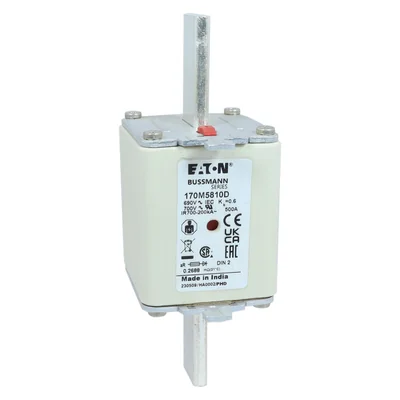 170M5810D Fast-blow fuse insert, 500 A, AC 690 V, DIN 2, aR, DIN, IEC, dual indicator, non-insulated handles
