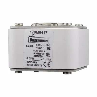 170M6417 Fast-Acting Fuse, 1400 A, AC 690 V, Size 3, aR, IEC, UL, Single Gauge