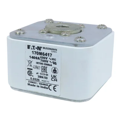 170M6417 Fast-Acting Fuse, 1400 A, AC 690 V, Size 3, aR, IEC, UL, Single Gauge