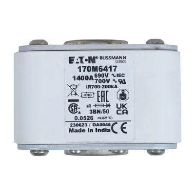 170M6417 Schnellwirkende Sicherung, 1400 A, 690 V Wechselstrom, Baugröße 3, aR, IEC, UL, einadrig