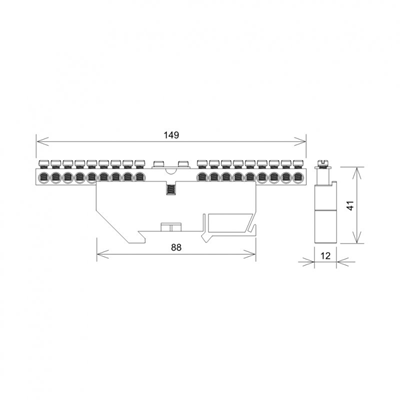 18-Modul-Schutzklemmenblock 18x10 mm2 + 1x35 mm2 blau