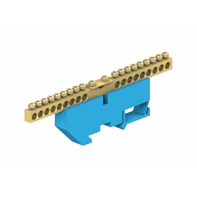 18-module protective terminal block 18x10 mm2 + 1x35 mm2 blue