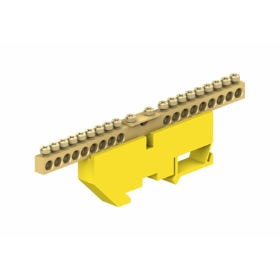 18-module protective terminal block 18x10 mm2 + 1x35 mm2 yellow