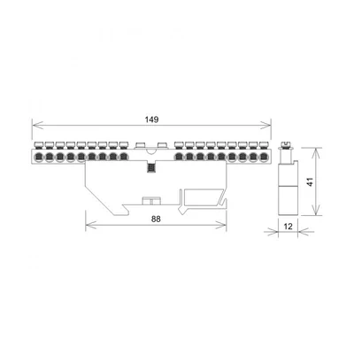 18modulová ochranná svorkovnice 18x10 mm2 + 1x35 mm2 modrá