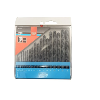 19-piece HSS metal drill bit set 1-10mm