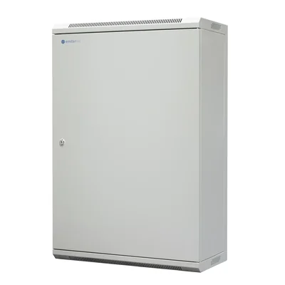 19-Zoll-18U-Einwandschrank, Stahltür, abschließbar, 600 × 300 × 910 mm (Breite/Tiefe/Höhe); RAL: 7044