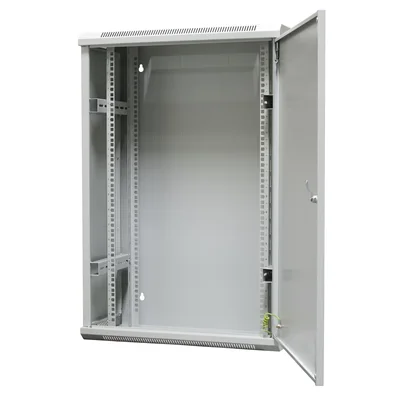 19-Zoll-18U-Einwandschrank, Stahltür, abschließbar, 600 × 300 × 910 mm (Breite/Tiefe/Höhe); RAL: 7044