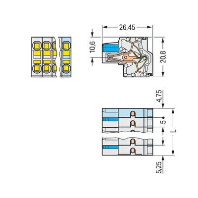 2-conductor Push-in CAGE CLAMP® socket, full mismating protection, light gray 721-2103/026-000