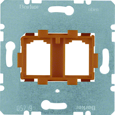 2-gang carrier plate with an orange mechanism fixing element