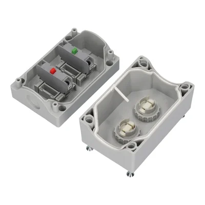 2-hole control box with buttons green/red gray IP65